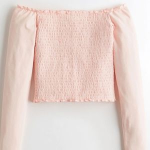 Hollister Pink Long Sleeve Crop Top- Medium